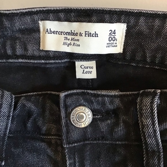 Abercrombie Fitch 00 Short (24S) Mom High Rise Jeans Curve Love Women’s Black - Picture 7 of 9